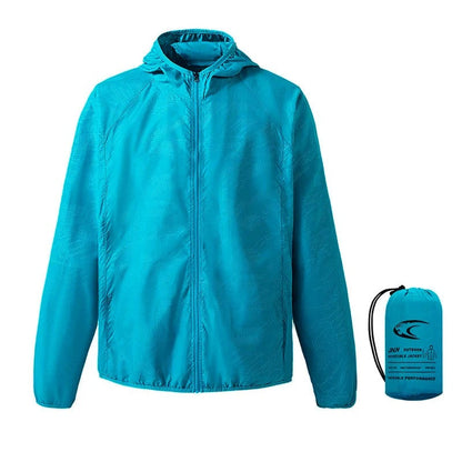 Windbreaker Herren | Packbar | Wasserabweisend | Kapuze-Türkis-M-Chaps Herrenmode