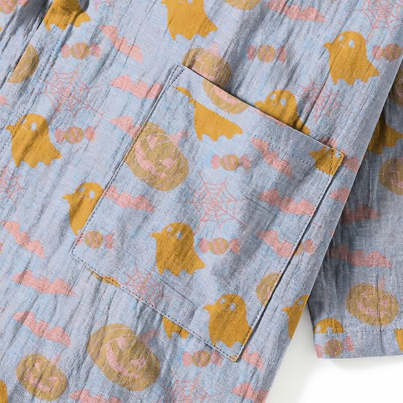 Halloween Kimono Pyjama Herren | Kürbis, Geister, Fledermäuse | 8 Farben