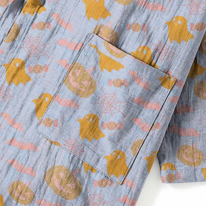Halloween Kimono Pyjama Herren | Kürbis, Geister, Fledermäuse | 8 Farben