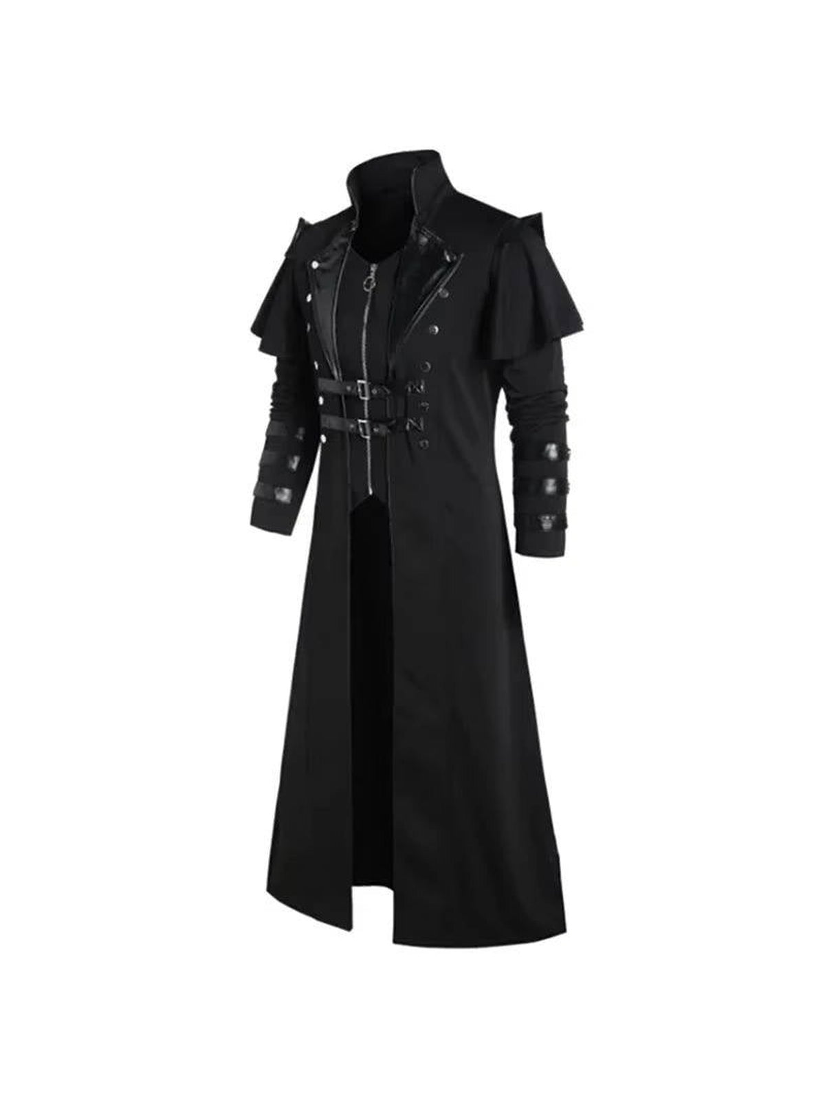 Schwarzer Gothic-Mantel, offen