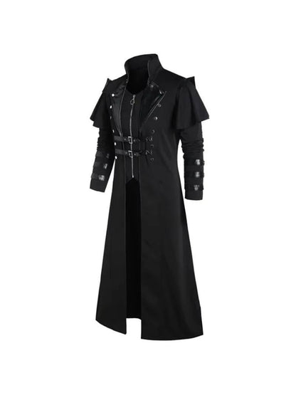 Schwarzer Gothic-Mantel, offen
