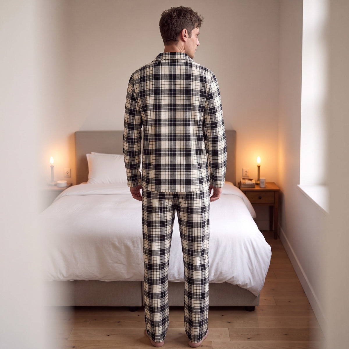 Karierter Schlafanzug Herren | Flanell | Knopfleiste | 2 Farben