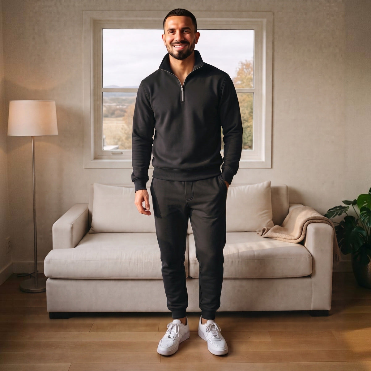 Halfzip Trainingsanzug Herren | Sweatshirt und Jogginghose | 4 Farben