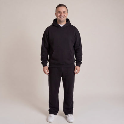 Jogginganzug Herren mit Offenem Saum | Hoodie | 3 Farben-Schwarz-XS-Chaps Herrenmode
