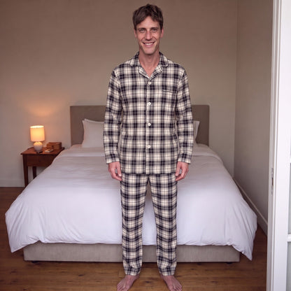 Karierter Schlafanzug Herren | Flanell | Knopfleiste | 2 Farben