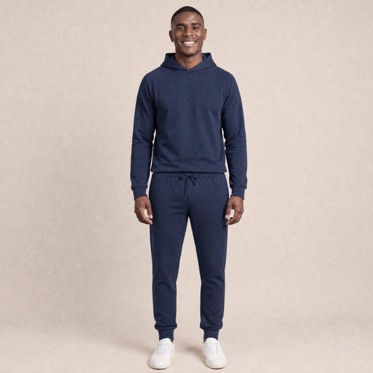 Hausanzug Herren | Hoodie und Jogginghose | Lyocell | Marineblau