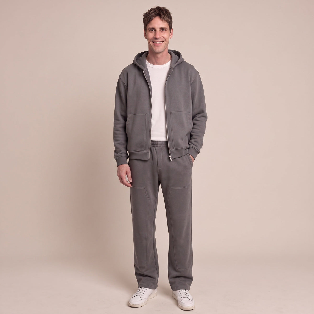 Jogginganzug Herren mit Carpenter Hose | Zip Hoodie | Dunkelgrau