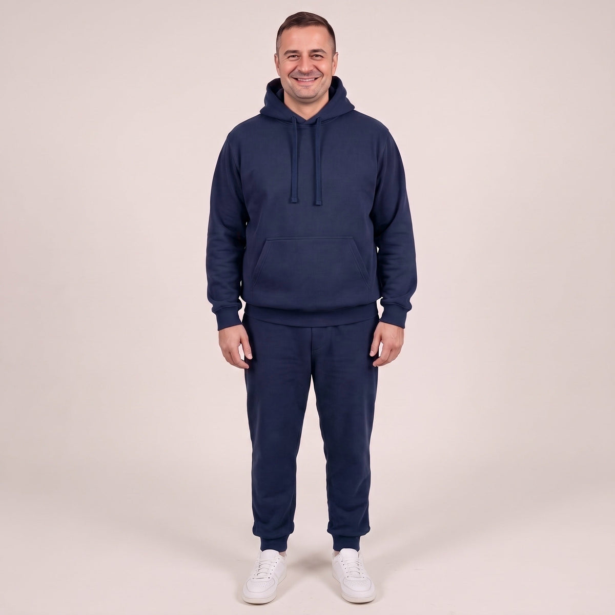 Hausanzug Herren mit Hoodie | Jogginghose | Marineblau-Marineblau-S-Chaps Herrenmode