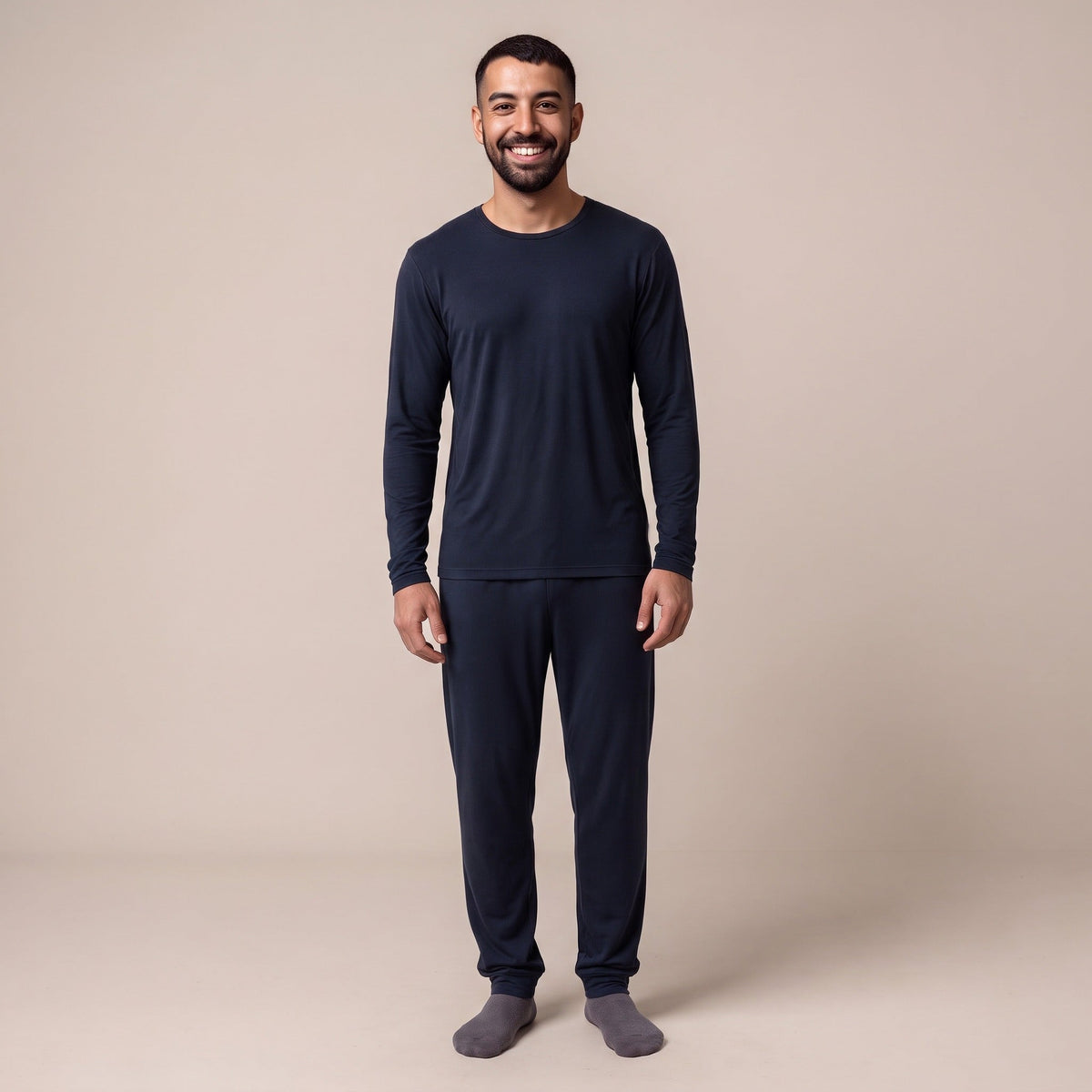 Langarm Pyjama Herren | Viskose aus Bambus | Marineblau