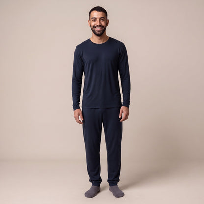 Langarm Pyjama Herren | Viskose aus Bambus | Marineblau