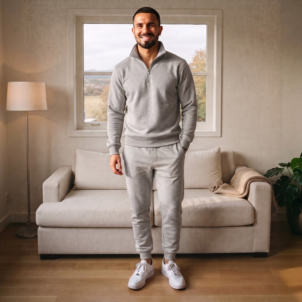 Halfzip Trainingsanzug Herren | Sweatshirt und Jogginghose | 4 Farben