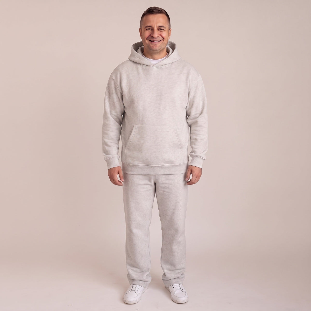 Jogginganzug Herren mit Offenem Saum | Hoodie | 3 Farben-Grau-XS-Chaps Herrenmode