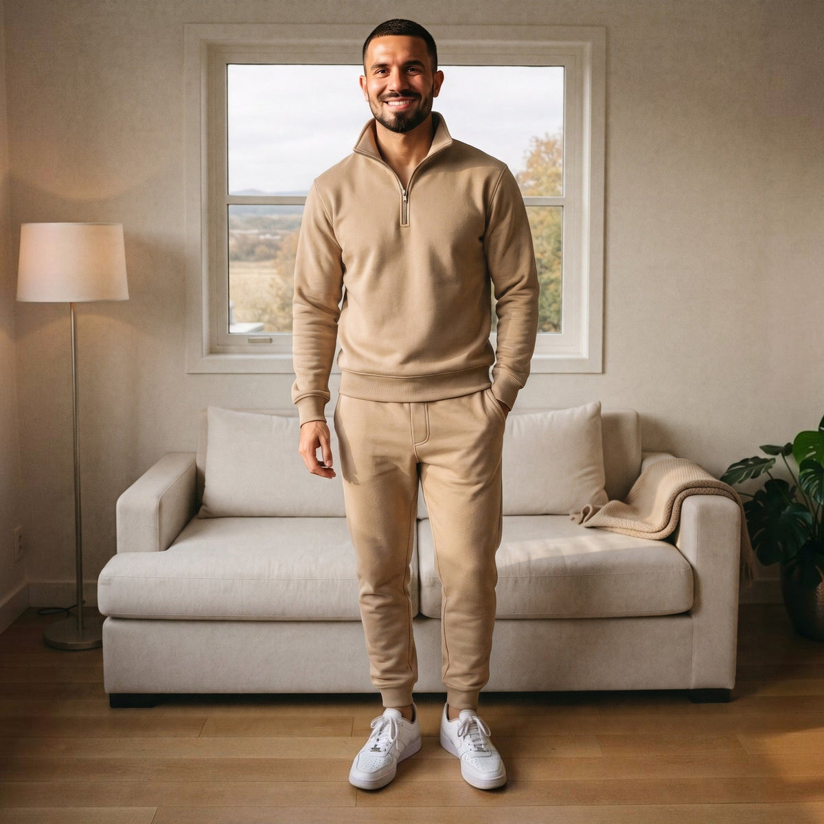 Halfzip Trainingsanzug Herren | Sweatshirt und Jogginghose | 4 Farben