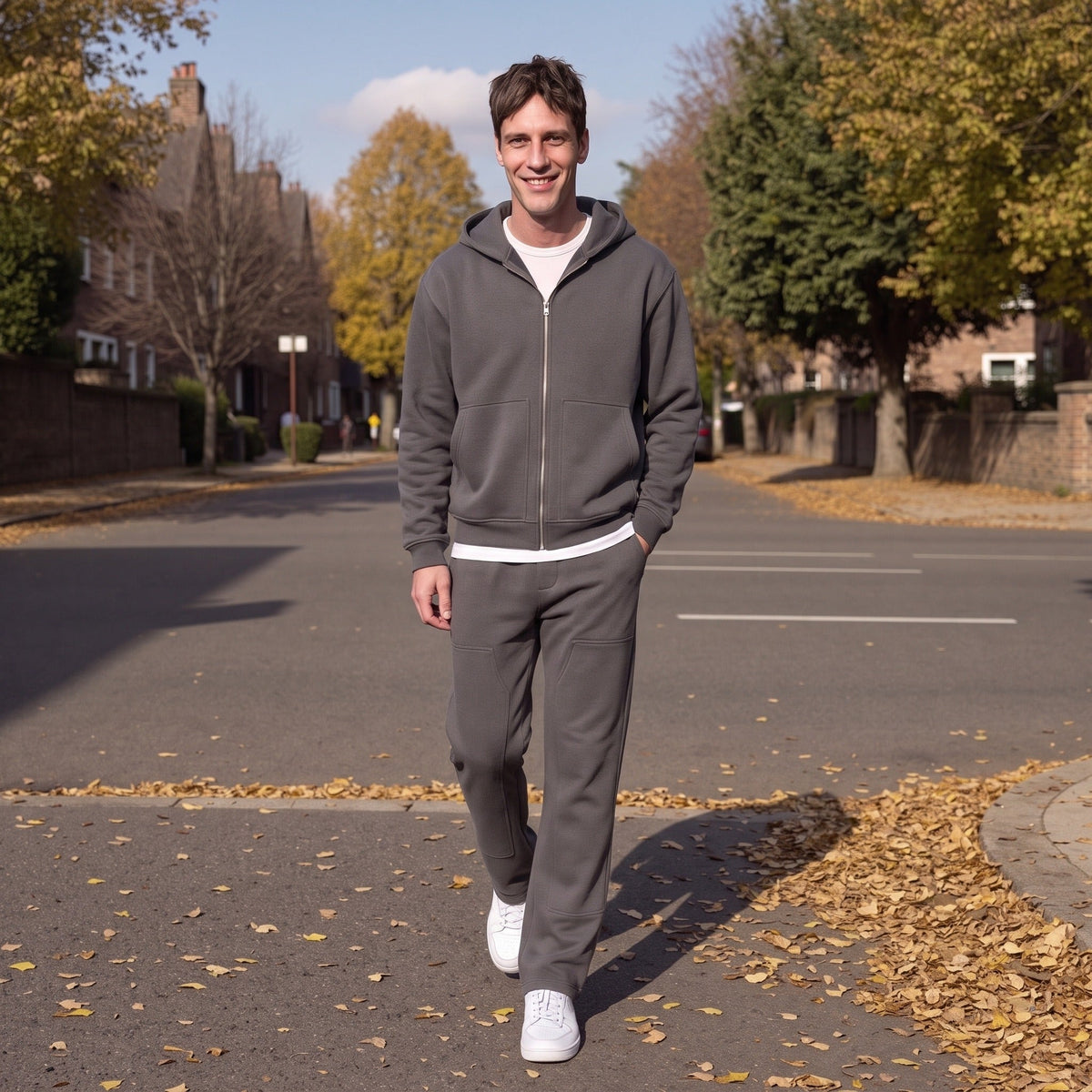Jogginganzug Herren mit Carpenter Hose | Zip Hoodie | Dunkelgrau