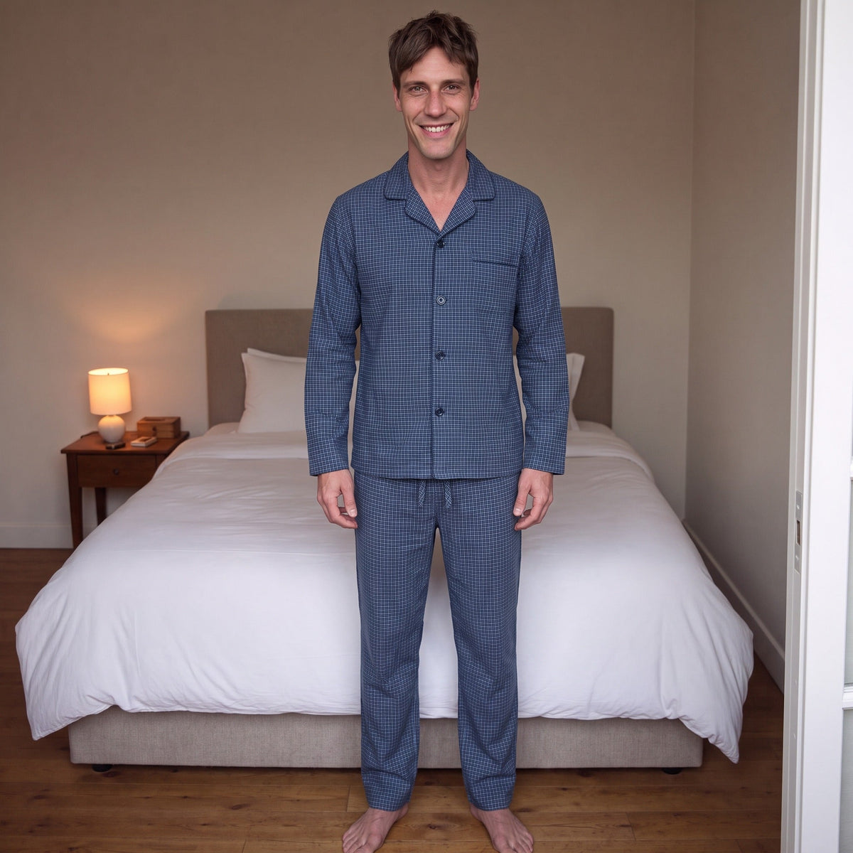 Karierter Schlafanzug Herren | Flanell | Knopfleiste | 2 Farben