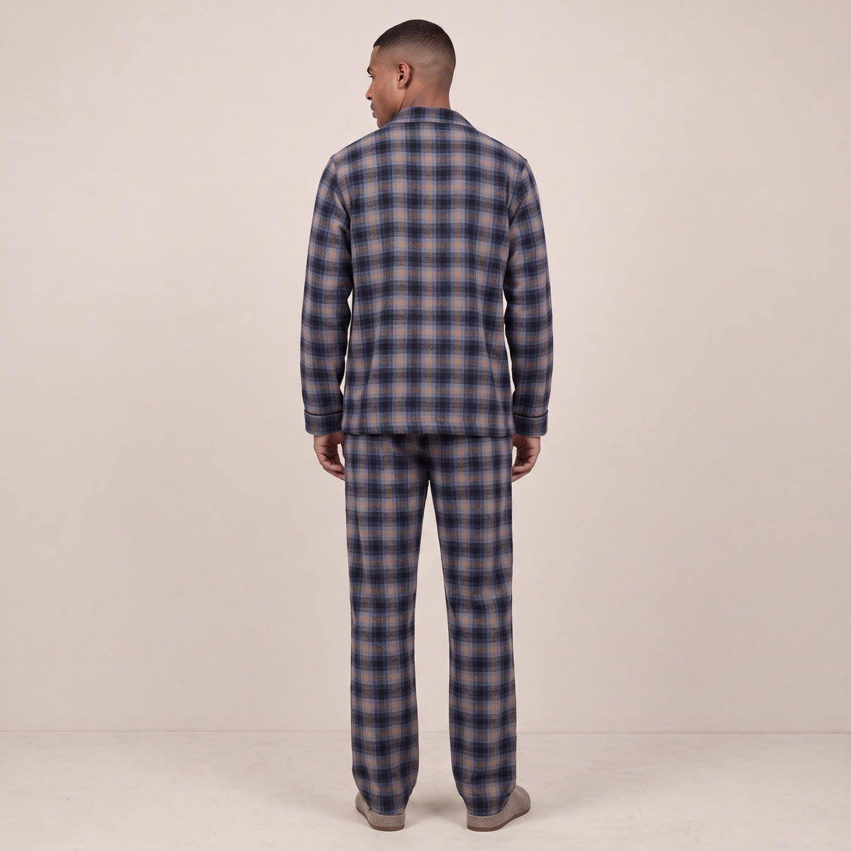 Karierter Flanell Schlafanzug Herren | Knopfleiste | 2 Farben