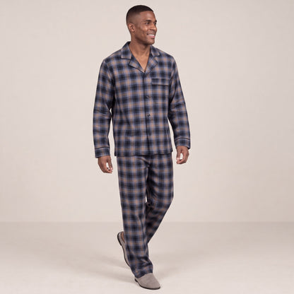 Karierter Flanell Schlafanzug Herren | Knopfleiste | 2 Farben