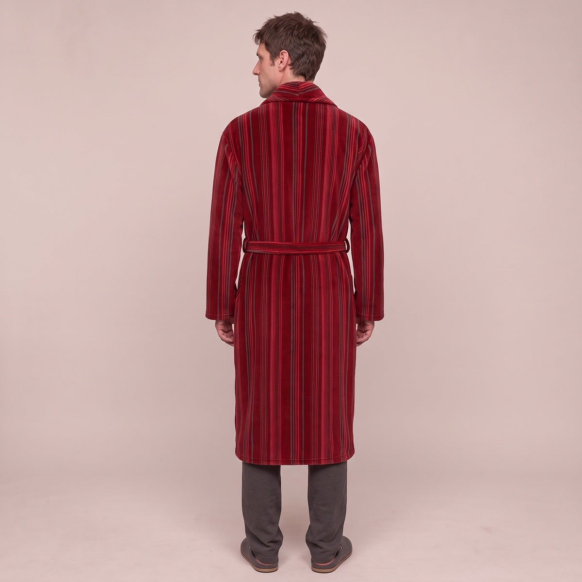 Gestreifter Bademantel Herren | Korallenfleece | 2 Farben