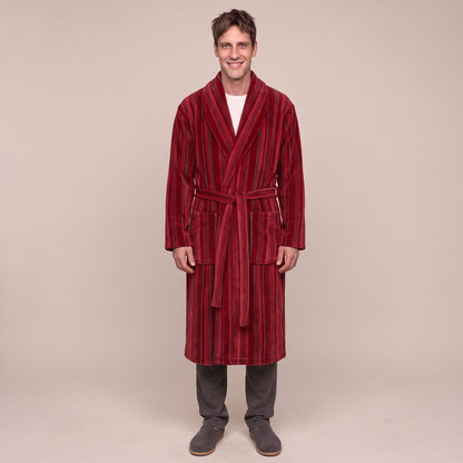 Gestreifter Bademantel Herren | Korallenfleece | 2 Farben