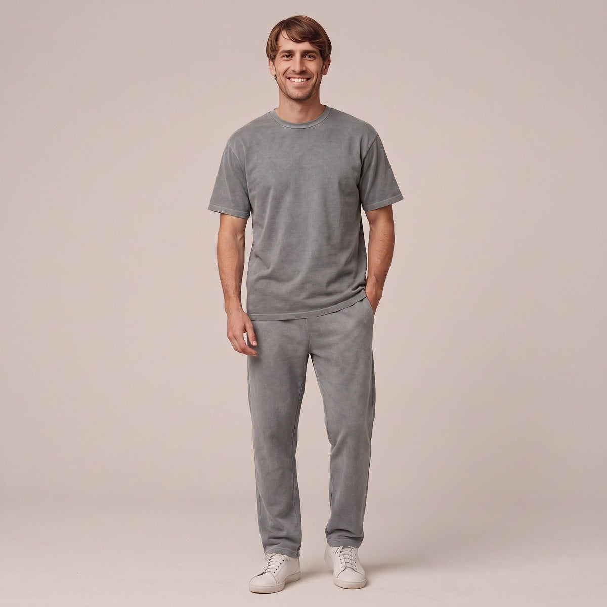 Jogginganzug Herren mit T-Shirt | Hoodie und Jogginghose | Grau-Chaps Herrenmode