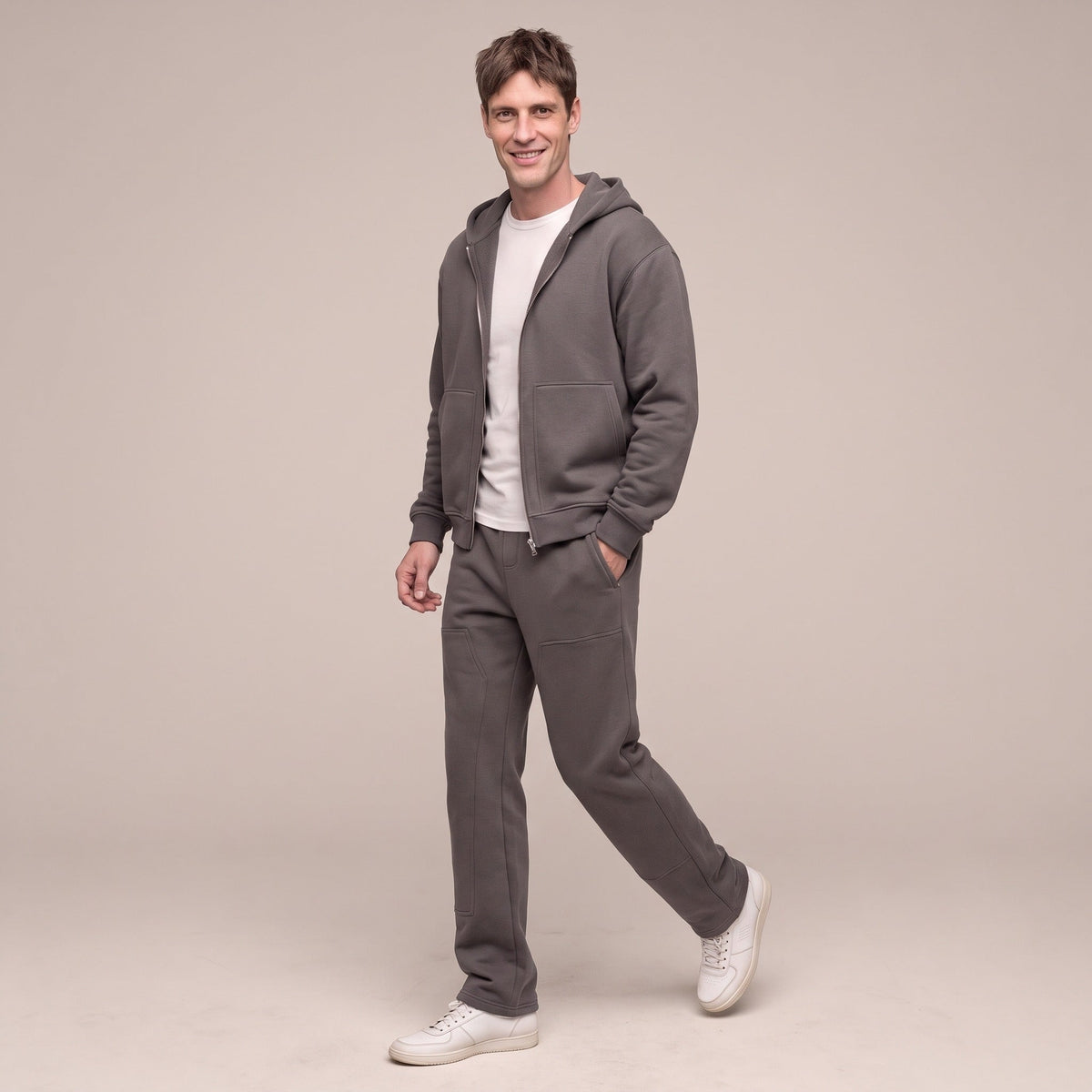 Jogginganzug Herren mit Carpenter Hose | Zip Hoodie | Dunkelgrau