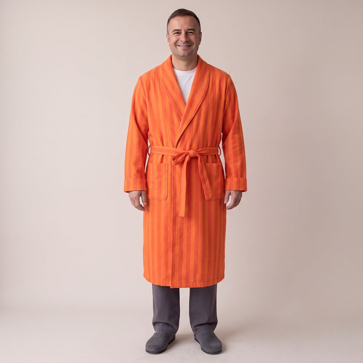Flanell Morgenmantel Herren | Bindegürtel | 3 Farben