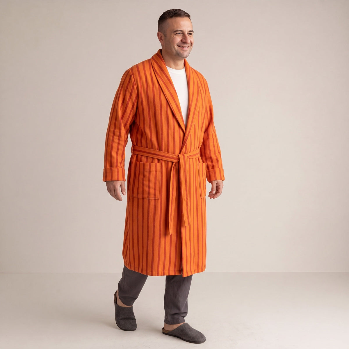 Flanell Morgenmantel Herren | Bindegürtel | 3 Farben