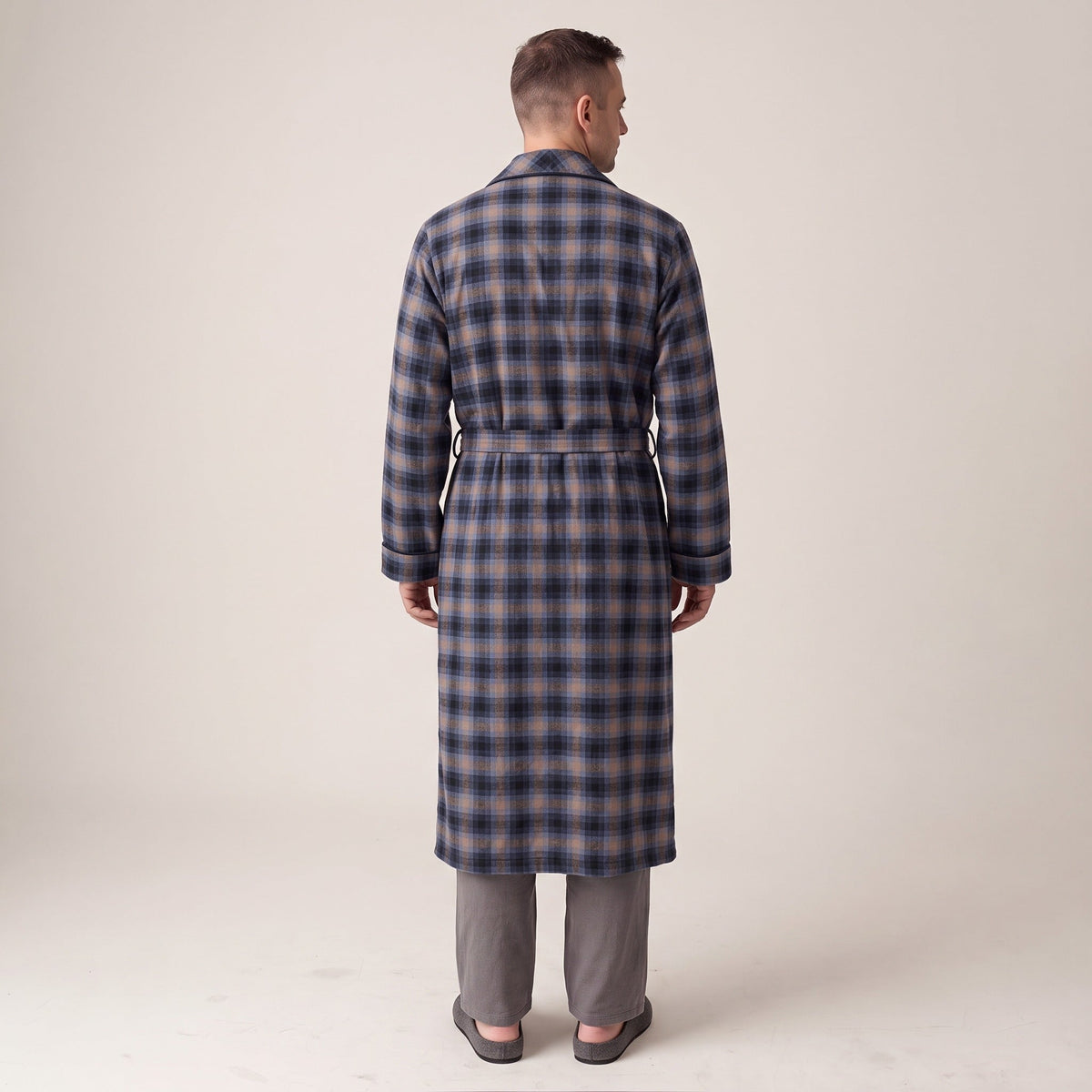Flanell Morgenmantel Herren | Bindegürtel | 3 Farben