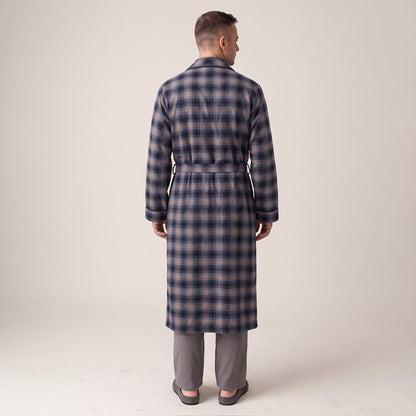 Flanell Morgenmantel Herren | Bindegürtel | 3 Farben