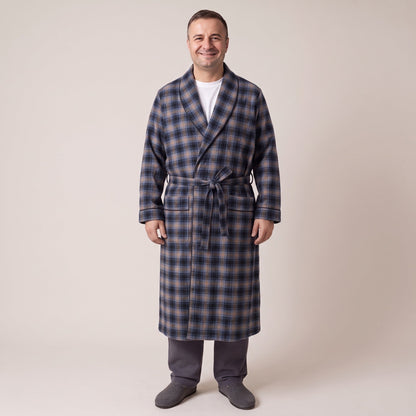 Flanell Morgenmantel Herren | Bindegürtel | 3 Farben