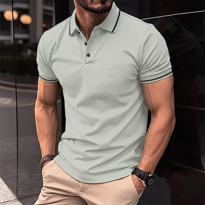 Polo-Shirt – Herren-Polohemd mit Knöpfen, Kragen und kurzen Ärmeln-Grün-S-Chaps Herrenmode