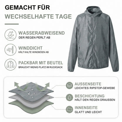 Windbreaker Herren | Packbar | Wasserabweisend | Kapuze-Chaps Herrenmode