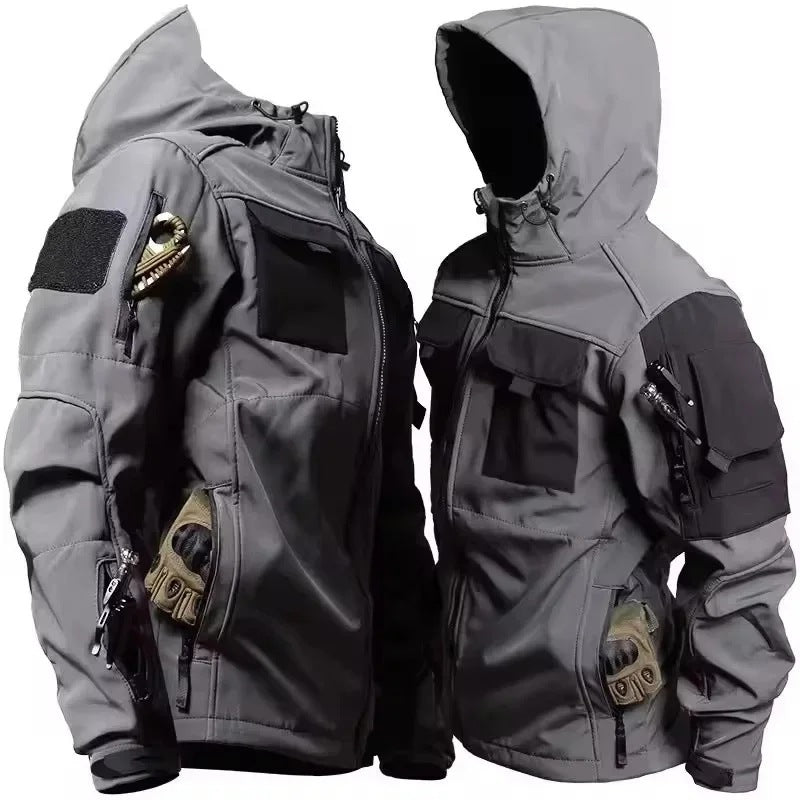 Taktische Jacke Herren | Softshell | Fleecefutter | Kapuze