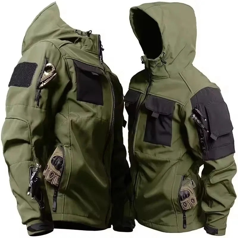 Taktische Jacke Herren | Softshell | Fleecefutter | Kapuze