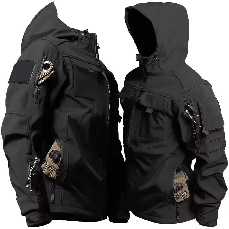Taktische Jacke Herren | Softshell | Fleecefutter | Kapuze