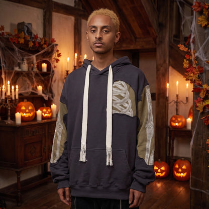 Patchwork Skelett Hoodie Herren | Bestickte Knochen | Oversized | 2 Farben-Chaps Herrenmode