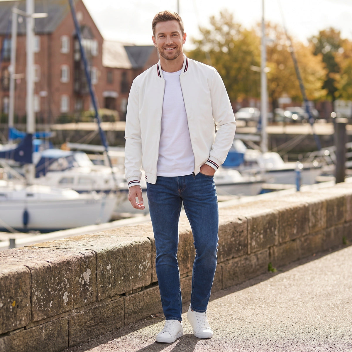 Blouson Herren | Stehkragen | Gestreifte Bündchen | Wasserabweisend