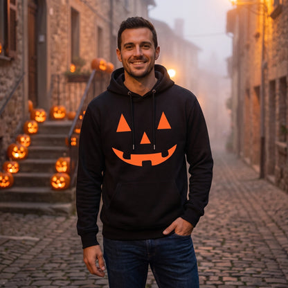 Kürbisgesicht Hoodie | Halloween | Oranger Print | 4 Farben-Chaps Herrenmode