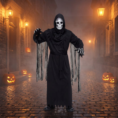 Sensenmann Kostüm Herren | Robe | Totenkopfmaske | Skelett Handschuhe