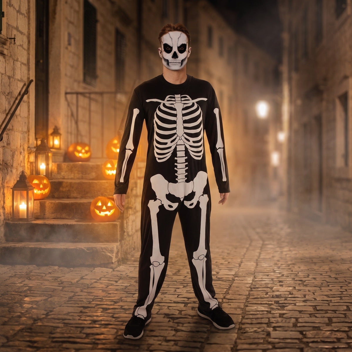 Skelett Overall Herren | Knochen Print | Halloween-Chaps Herrenmode
