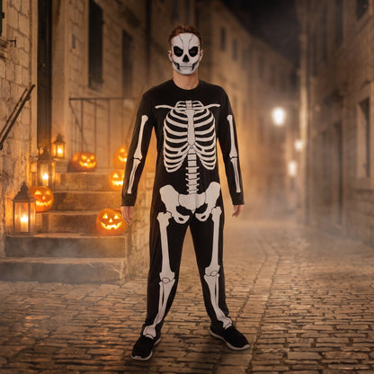 Skelett Overall Herren | Knochen Print | Halloween-Chaps Herrenmode