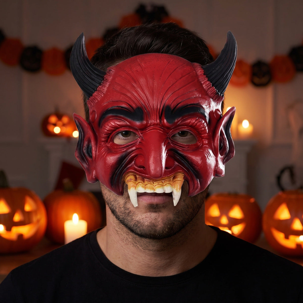 Teufel Halbmaske | Hörner | 5 Designs | Halloween Maske