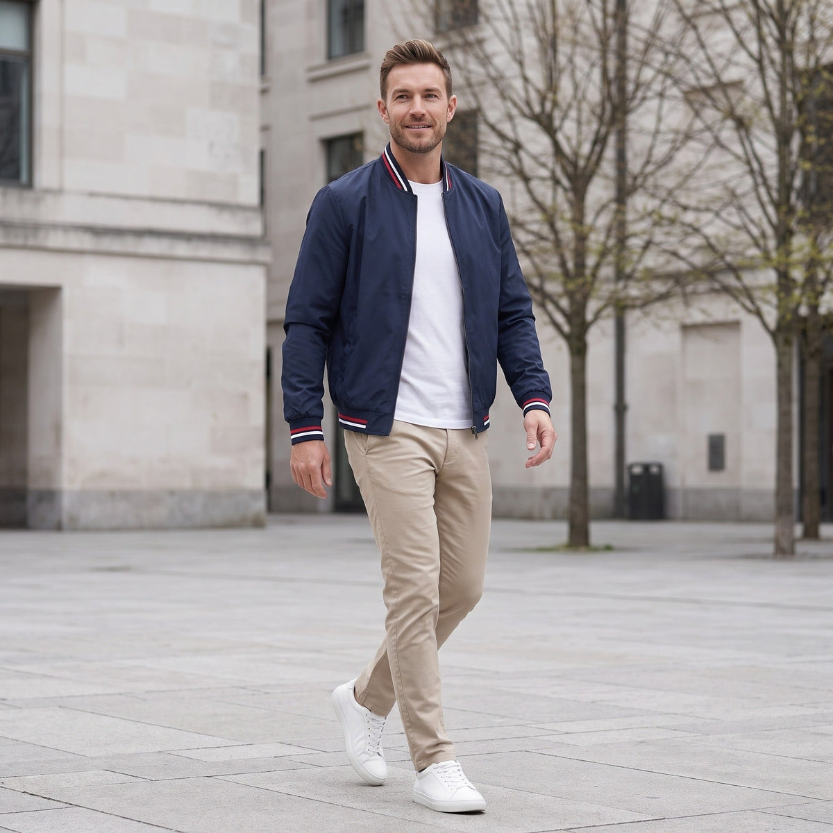 Blouson Herren | Stehkragen | Gestreifte Bündchen | Wasserabweisend
