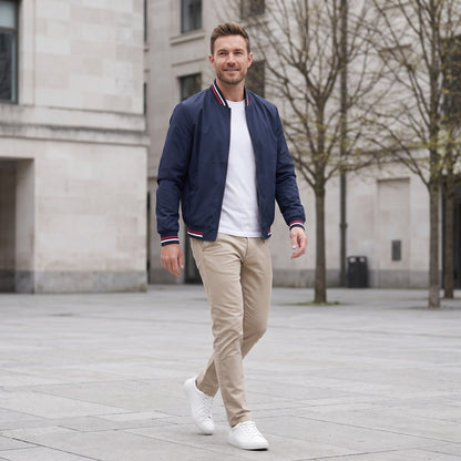Blouson Herren | Stehkragen | Gestreifte Bündchen | Wasserabweisend