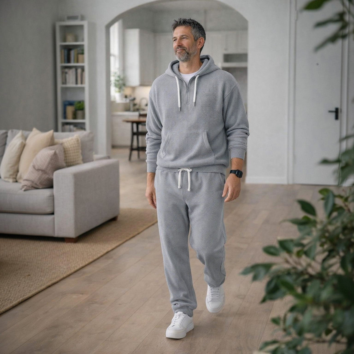 Waffel Trainingsanzug Herren | Halfzip Hoodie | 6 Farben-Chaps Herrenmode