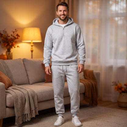 Halfzip Hoodie Trainingsanzug Herren | Jogginghose mit Bündchen | 2 Farben-Chaps Herrenmode