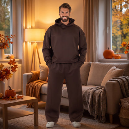 Cropped Hoodie Set Herren | Weite Hose | Braun-Chaps Herrenmode