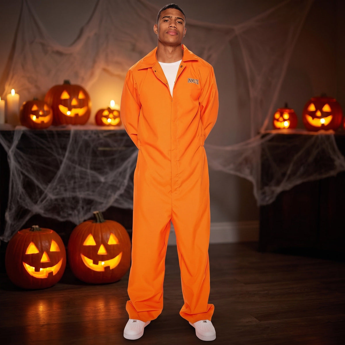 Sträflingskostüm Herren | Orange Overall | Gefangener | Halloween
