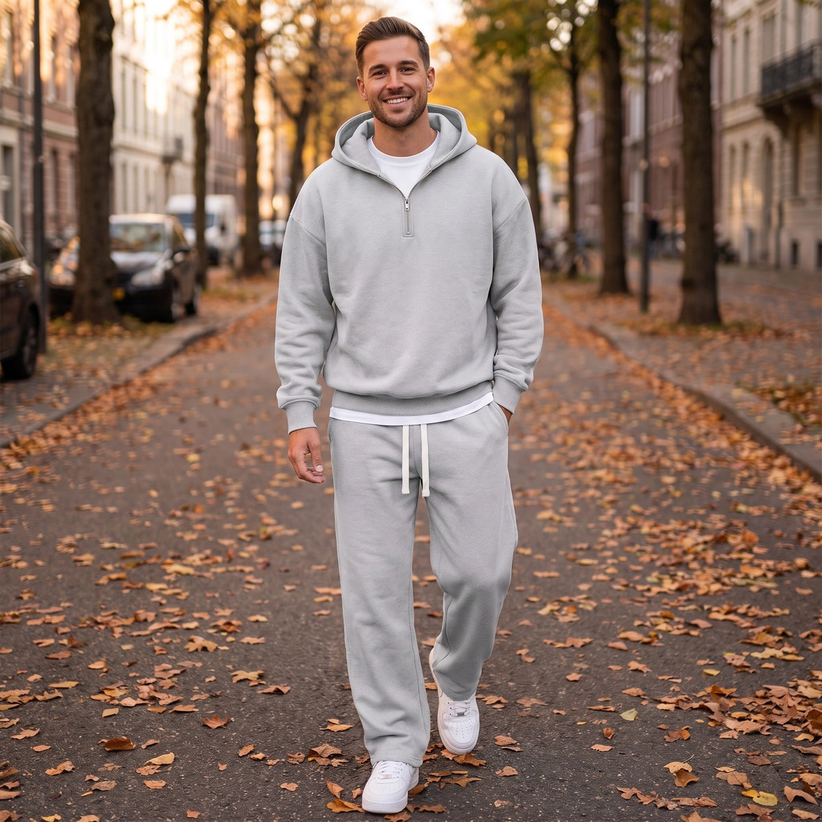 Halfzip Jogginganzug Herren | Weite Jogginghose | 3 Farben-Chaps Herrenmode