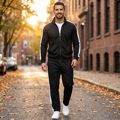 Trainingsanzug Herren mit Kontraststreifen | Stehkragenjacke | 7 Farben-Chaps Herrenmode